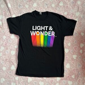 Unisex Pride Black "Light & Wonder" Graphic Short Sleeve T-Shirt size L